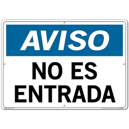 Vestil Aluminum Composite Sign, 14-1/2" Height, 20-1/2" Width, Aluminum Composite, Rectangle, Spanish SI-N-04-E-AC-130-S